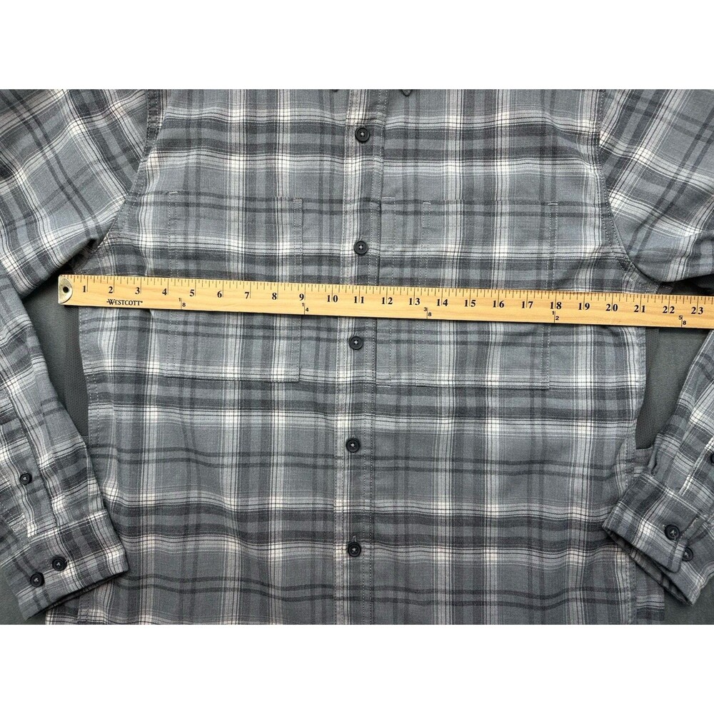 Ridgecut Toughwear Shirt Men's Large Gray Plaid Heavy Flannel Chore Work Vented - Picture 9 of 11